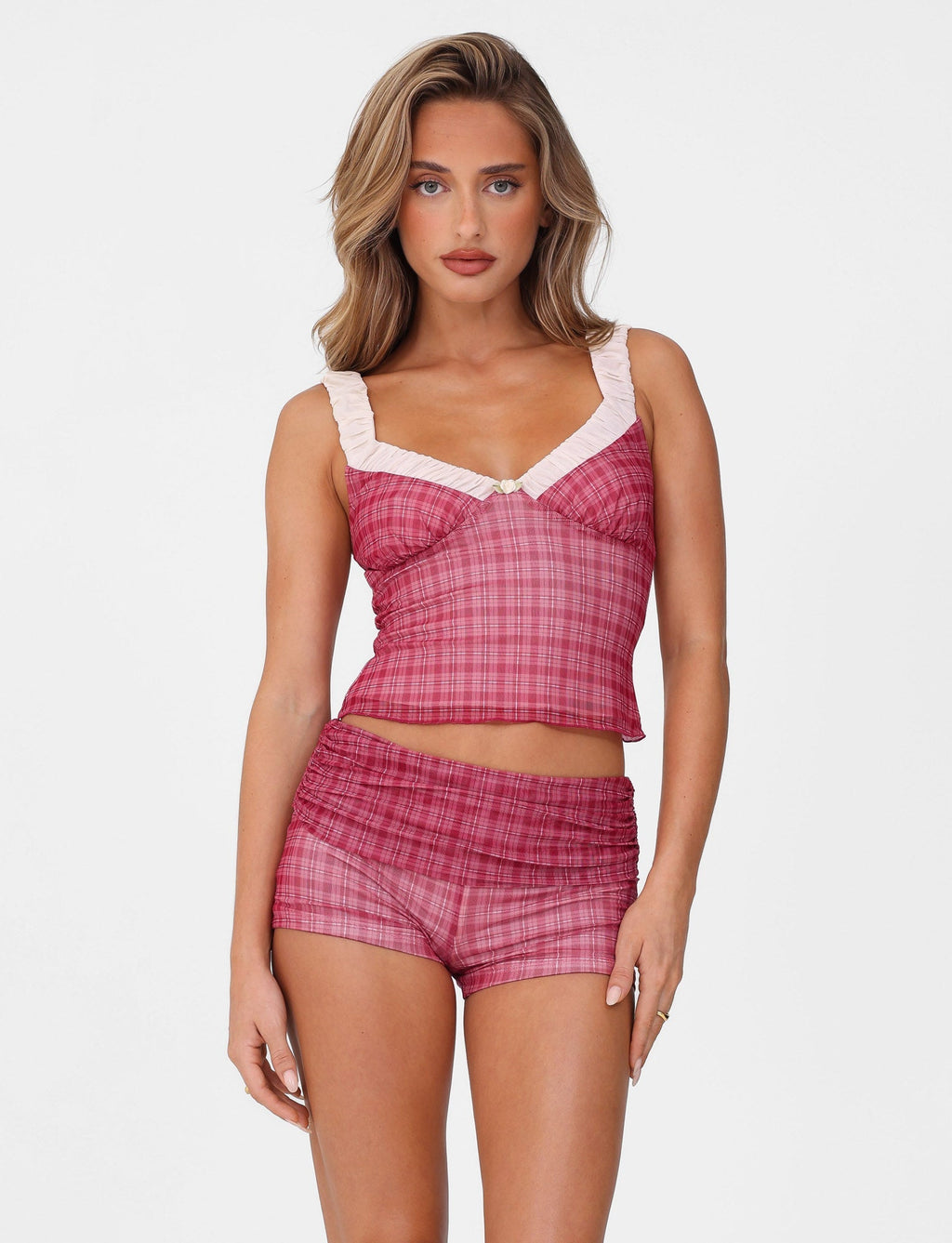 AMARAN TOP - RED : RED CHECK
