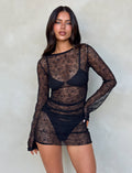 ALAYNA THREE PIECE MINI DRESS - BLACK : BLACK LACE
