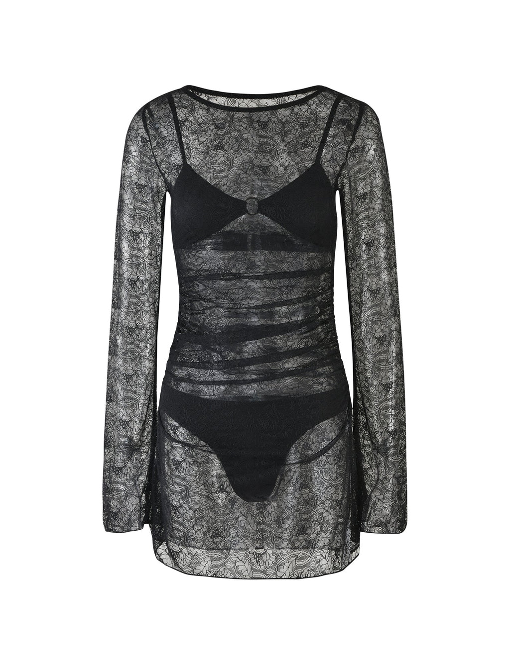 ALAYNA THREE PIECE MINI DRESS - BLACK : BLACK LACE