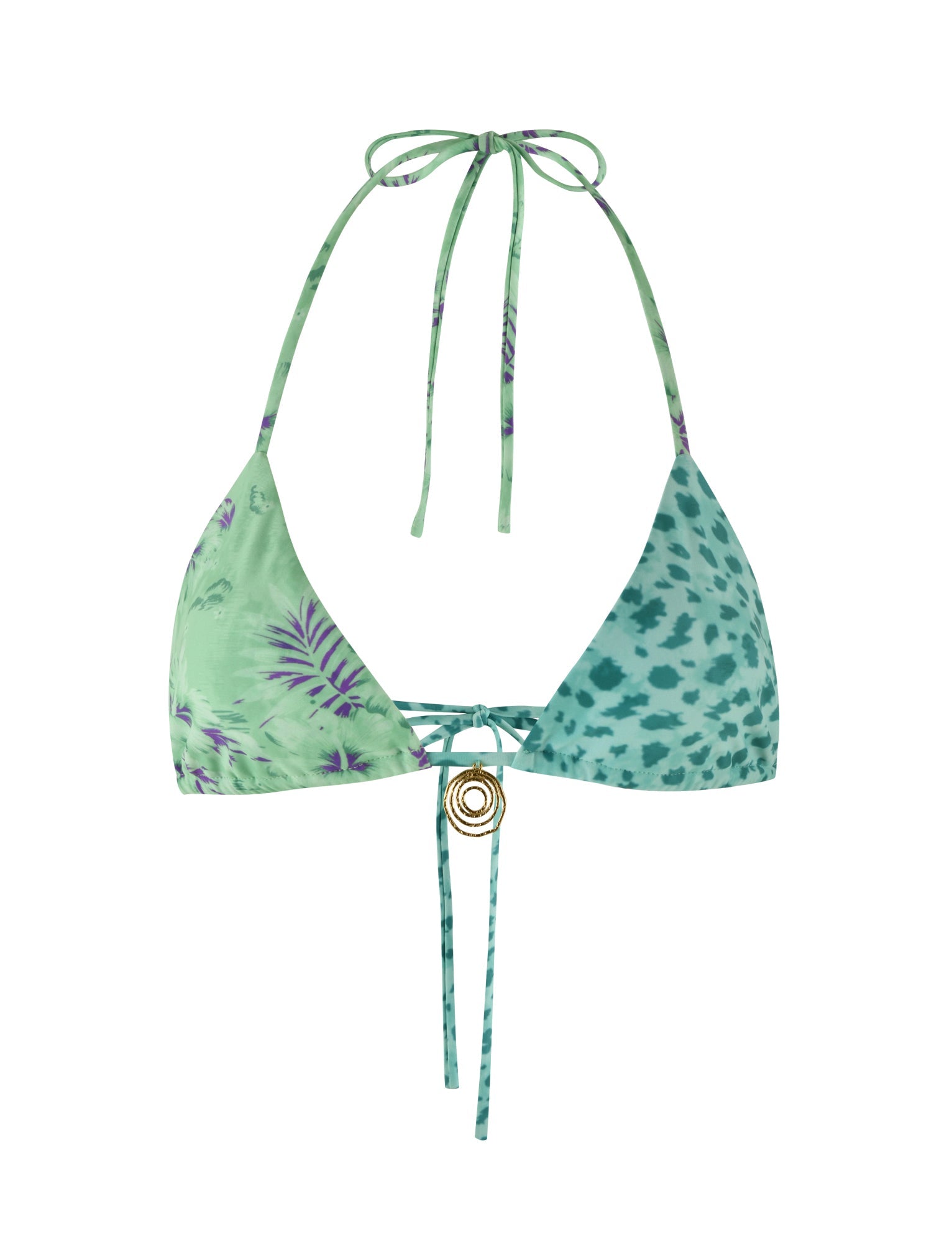 AUTUMN BIKINI TOP - GREEN : FLORAL : ANIMAL
