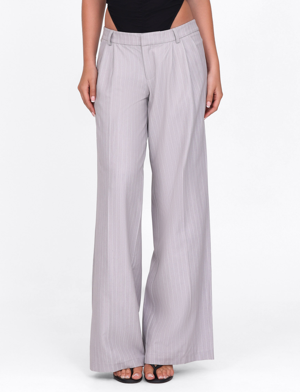 AMBERLY SUIT PANT - GREY : PINSTRIPE : GREY PINSTRIPE