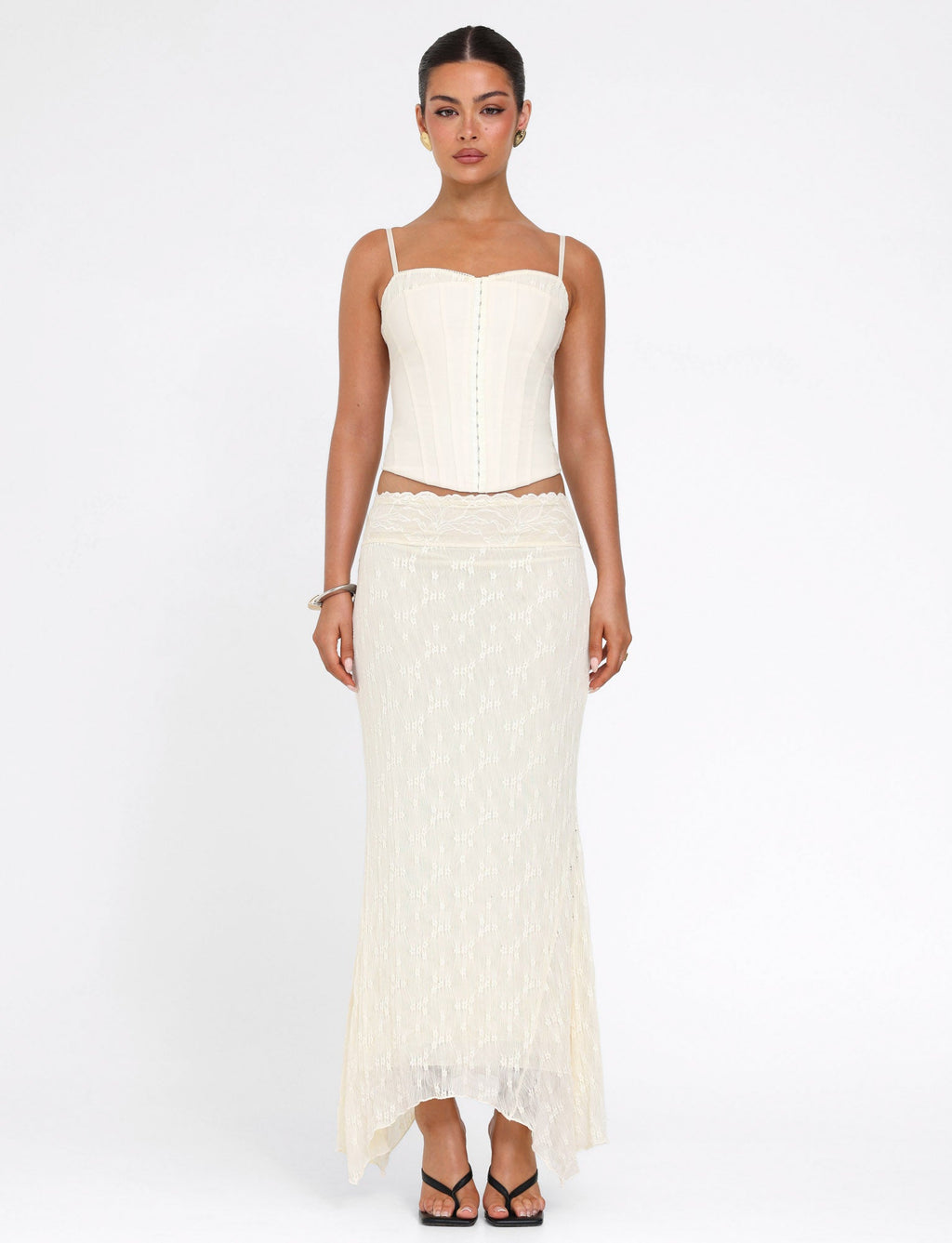 ANTONELLA MIDI SKIRT - WHITE : LACE : CREAM